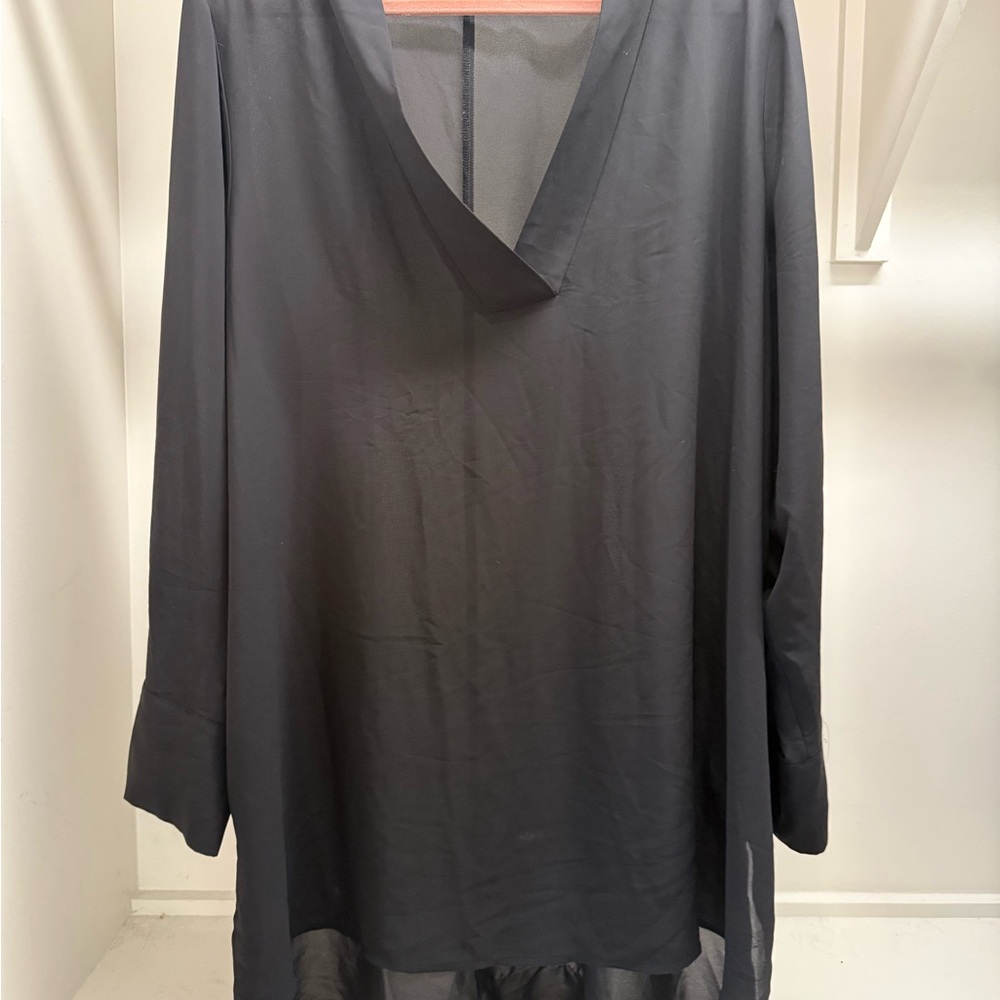 Eloquii Black Sheer Black V-neck Tunic